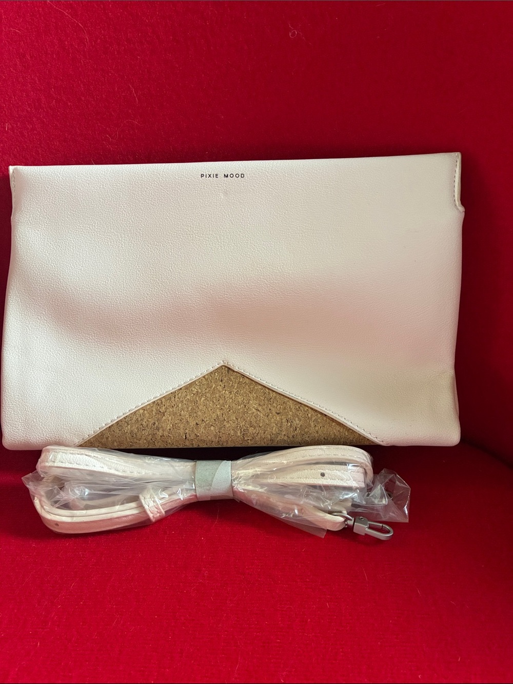 Pixie Mood blush pink Clutch with Cork Accent